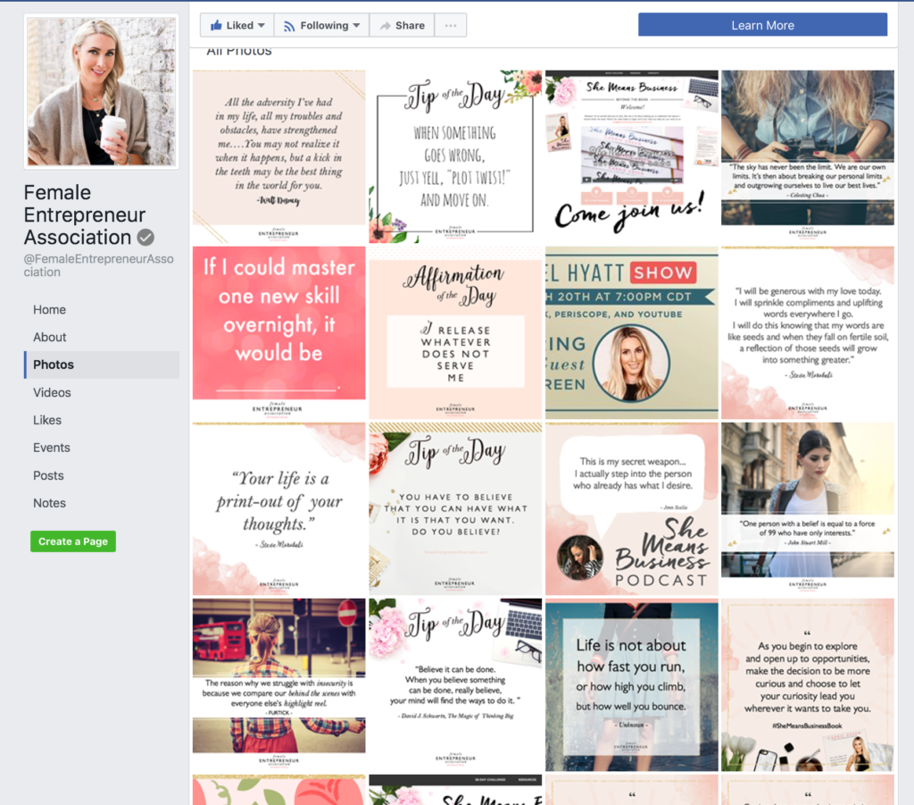 Female Entrepreneur Association Social Media Branded Graphics 