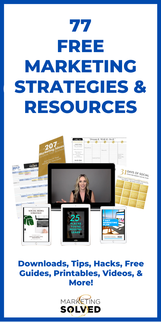 77 Small Business Marketing Strategies and Resources // Includes Social Media Printables, Marketing Hacks, Marketing Checklists, Social Media Guides, Marketing Tutorials, Videos and more. #marketing #marketingtips #marketingstrategies #socialmedia #marketing #marketingforsmallbusiness #smallbusinessmarketing #socialmediaforbusiness
